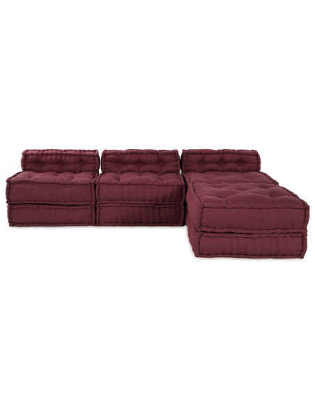 Pouf modulare vitaXL 4 pezzi in tessuto Borgogna