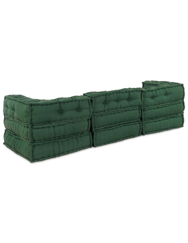 Divano modulare 3 pcs Verde Tessuto
