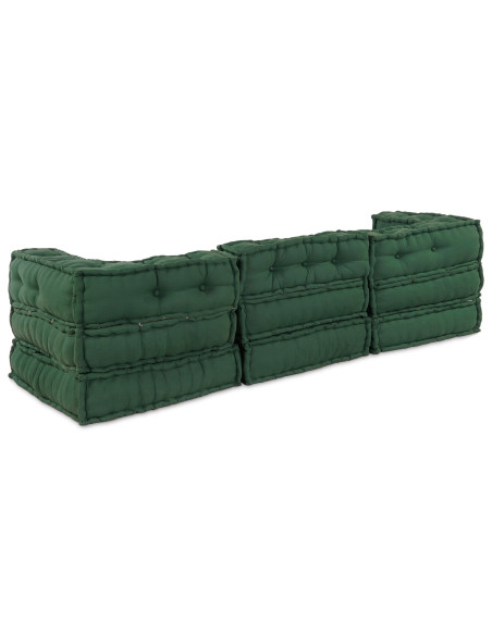 Pouf Modulari  3 pz Verde in Tessuto