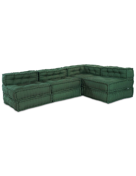 Pouf modulari  4 pz Verde in tessuto