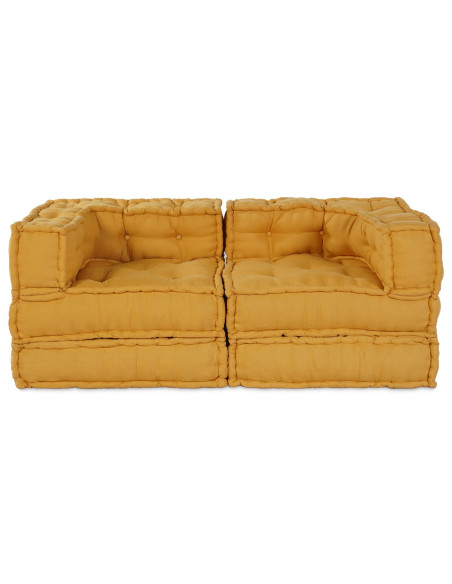 Pouf Modulari 2 Pezzi in Tessuto Giallo