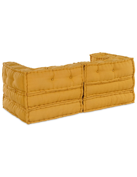 Pouf Modulari 2 Pezzi in Tessuto Giallo