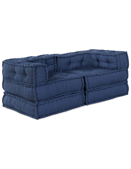 Pouf Modulari 2 pz in Tessuto Indigo di