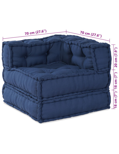 Pouf Modulari 2 pz in Tessuto Indigo di