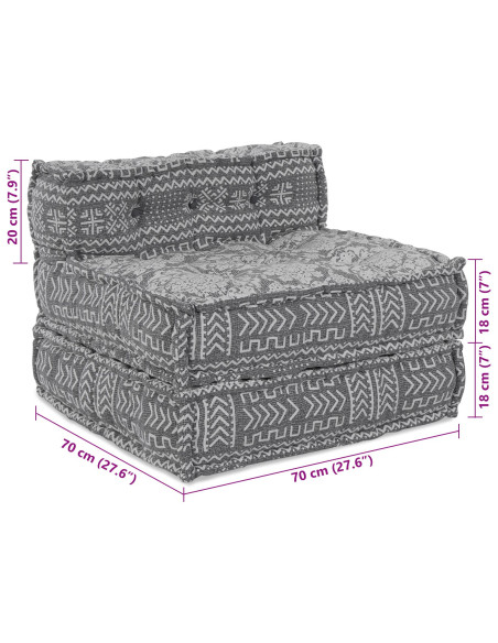 Pouffe Modulare Grigio Chiaro 70x70x54 in Tessuto di