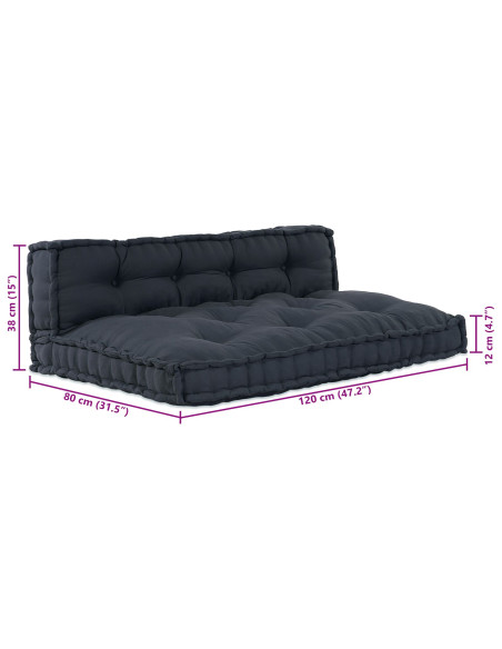 Divano modulare 2 pcs Antracite 120 x 80 x 38 cm Tessuto