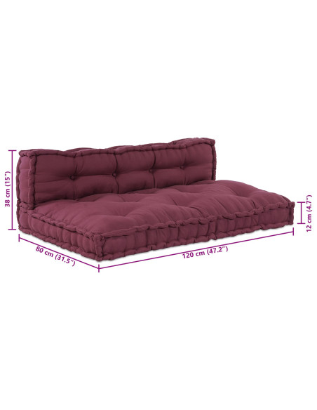 Cuscino per divano a pallet  con supporto lombare in tessuto rosso