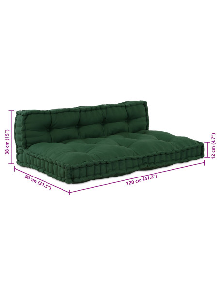 Cuscino per divano pallet con schienale in tessuto verde