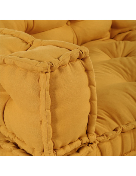 Cuscino per divano di pallet con braccioli e supporto per la schiena - Tessuto giallo