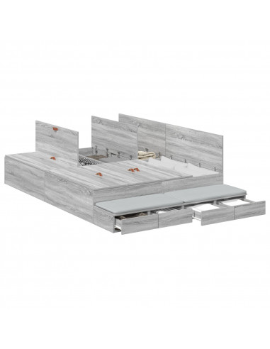 Struttura letto con contenitore  Grigia sonoma Legno ingegnerizzato