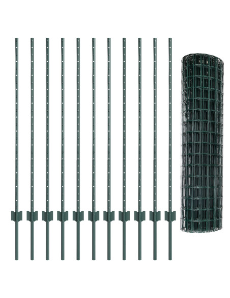 Recinzione Euro  Set di 2 Verde Filo rivestito in PVC Grande