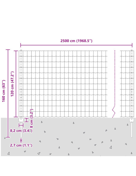 Recinzione con Posto Verde 1,2 x 25 m Acciaio e PVC