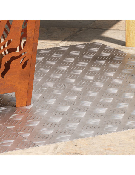Lastre in Alluminio a Motivo a Scacchi - 4 pezzi Antiscivolo 80x50 cm