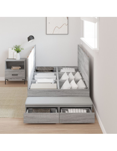 Struttura letto con contenitore  Grigio sonoma Legno 90 x 190 cm
