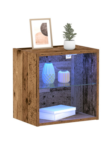 Mensola galleggiante con luce LED Marrone 40 x 28,5 x 40 cm