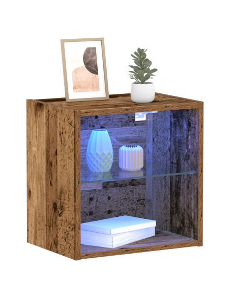 Mensola galleggiante con luce LED Marrone 40 x 28,5 x 40 cm