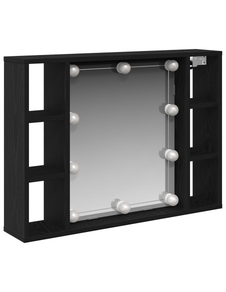 Mobiletto per specchio con specchio Rovere Nero 76 x 15 x 55 cm