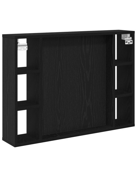 Mobiletto per specchio con specchio Rovere Nero 76 x 15 x 55 cm