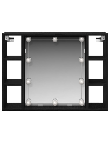 Mobiletto per specchio con specchio Rovere Nero 76 x 15 x 55 cm