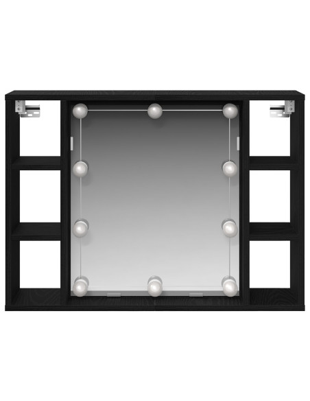 Mobiletto per specchio con specchio Rovere Nero 76 x 15 x 55 cm