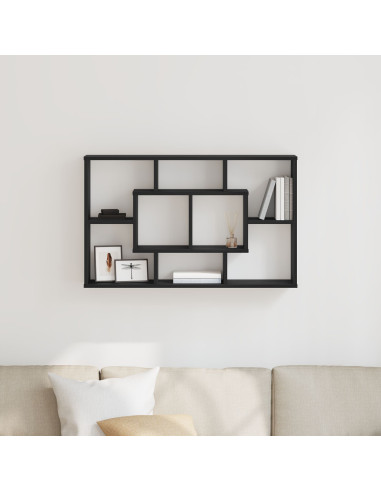 Scaffale da parete Rovere Nero 85 x 16 x 52,5 cm