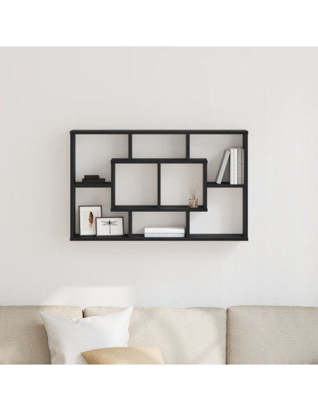 Scaffale da parete Rovere Nero 85 x 16 x 52,5 cm