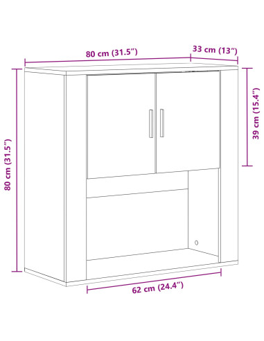 Armadietto a muro con lo scaffale Legno vecchio 80 x 33 x 80 cm
