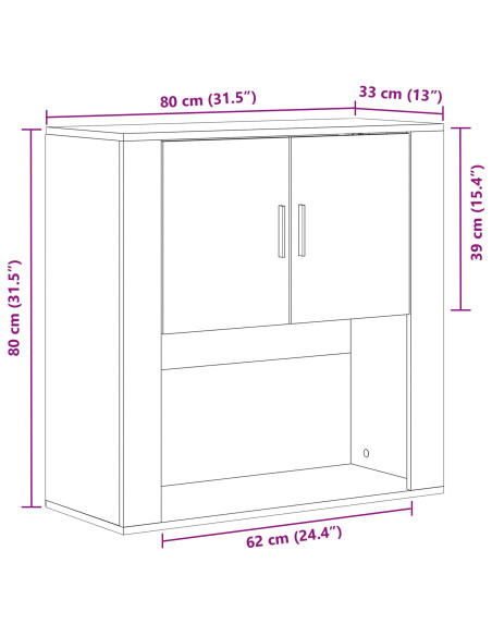 Armadietto a muro con lo scaffale Legno vecchio 80 x 33 x 80 cm