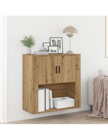 Armadietto a muro con porta rovere artigianale 80 x 33 x 80 cm