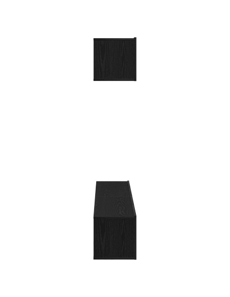 Set di mobili TV a parete in 4 pezzi in legno ingegnerizzato nero e rovere