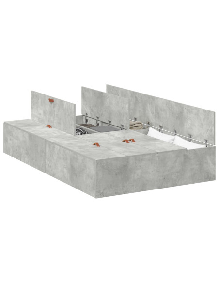 Struttura Letto con Contenitore Grigio Cemento 120x190 cm