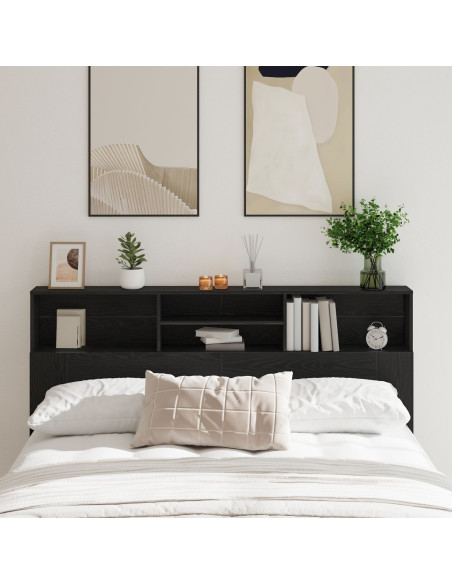 Testata del letto con testiera Rovere Nero 180 x 19 x 103,5 cm