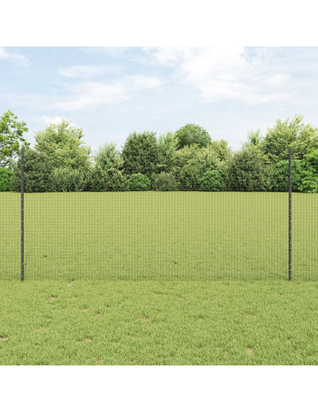 Recinzione in Rete Saldata con 10 Pali Grigi 1,2x10 m Acciaio
