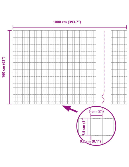 Recinzione con Posto Verde 1,6 x 10 m Acciaio e PVC