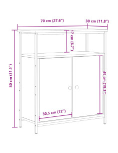 Credenza Rovere Nero 70 x 30 x 80 cm Legno multistrato 2