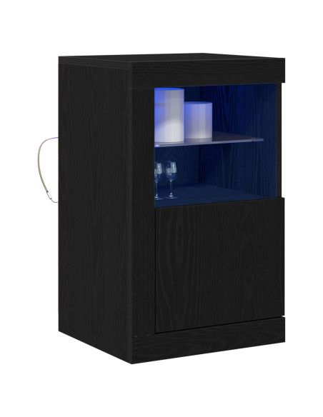 Sideboard con Luci LED Rovere Nero 41x37x67 cm