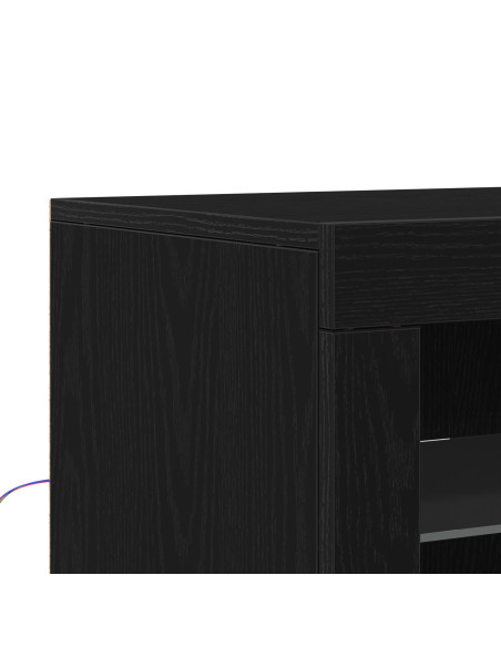 Sideboard con Luci LED Rovere Nero 41x37x67 cm
