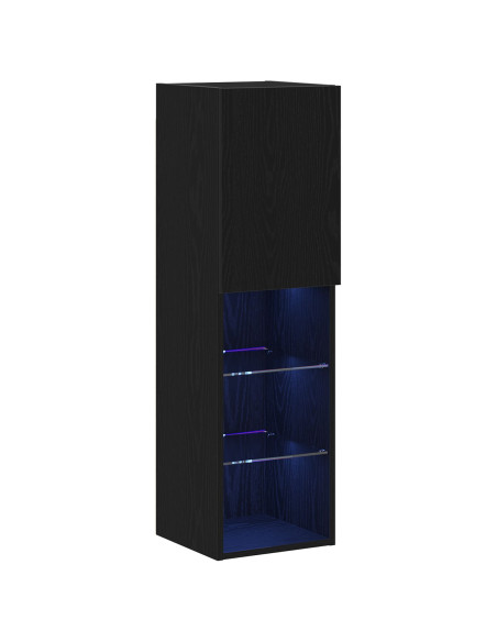 Mobile TV LED Nero Rovere 30,5x30x102 cm Legno ingegnerizzato