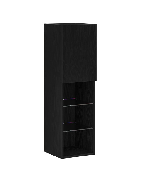 Mobile TV LED Nero Rovere 30,5x30x102 cm Legno ingegnerizzato