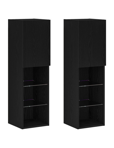 Cabinet per TV LED  2 pcs in Rovere Nero 30,5x30x102 cm in Legno Ingenerizzato