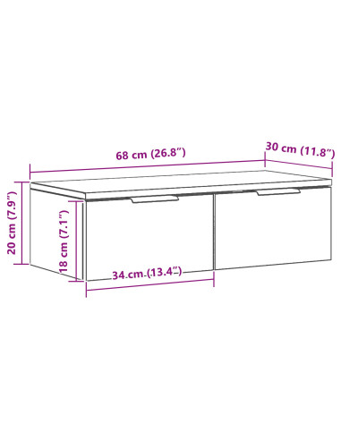 Armadietto a muro Rovere Nero 68 x 30 x 20 cm Legno multistrato