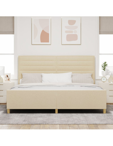 Struttura del letto con testiera Crema 200 x 200 cm Tessuto