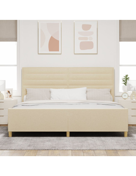 Struttura del letto con testiera Crema 200 x 200 cm Tessuto