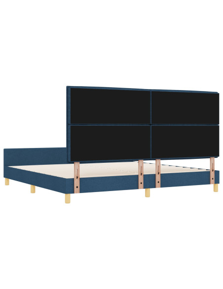 Struttura del letto con testiera Blu 200 x 200 cm Tessuto
