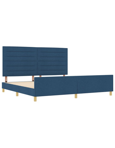 Struttura del letto con testiera Blu 200 x 200 cm Tessuto