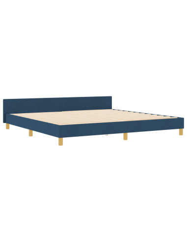 Struttura del letto con testiera Blu 200 x 200 cm Tessuto