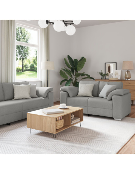 Set divano 2 pezzi con cuscini grigio chiaro