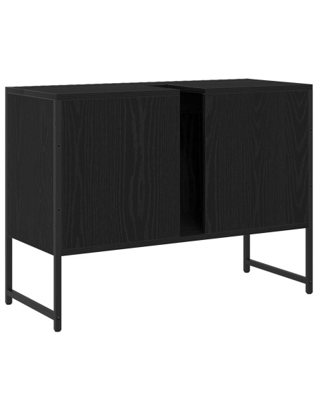 Mobile Porta Lavabo  Rovere Nero 80x33x60 cm Legno ingegnerizzato