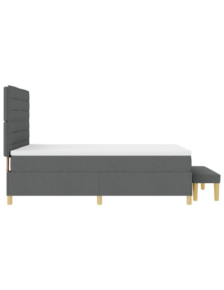 Letto con Box Spring con Materasso e Panca Grigio Scuro 140x200 cm Tessuto
