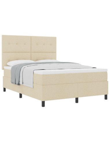 Letto a molle con materasso Crema 160 x 200 cm Tessuto